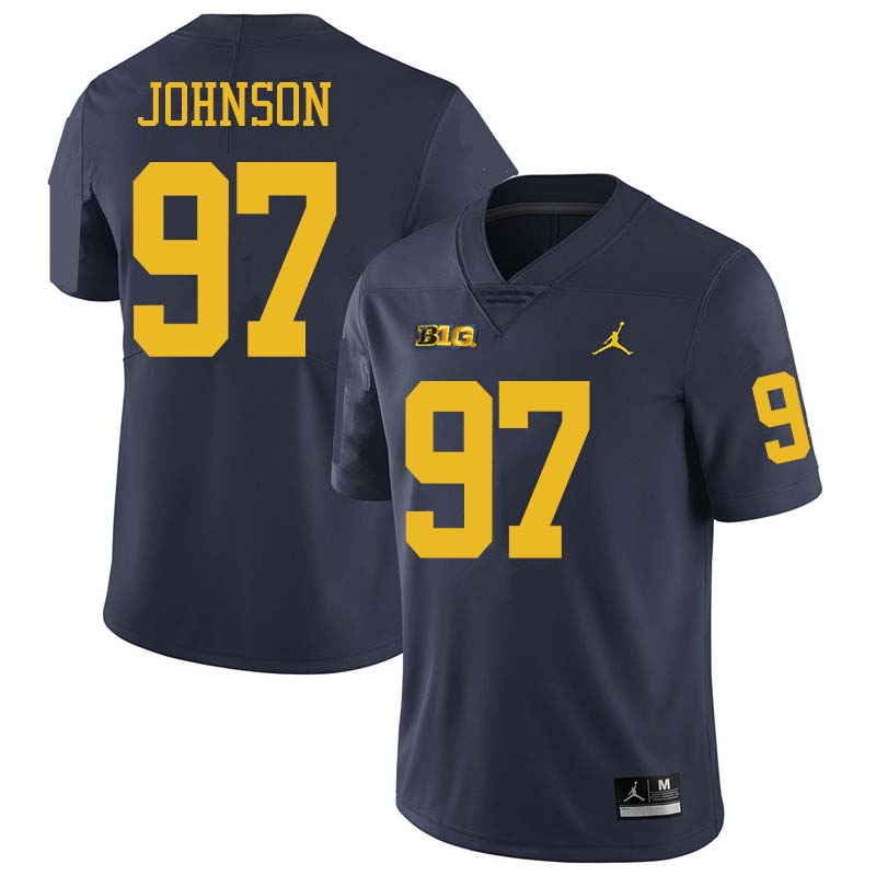 Jordan Brand Men #97 Ron Johnson Michigan Wolverines College Football Jerseys Sale-Navy